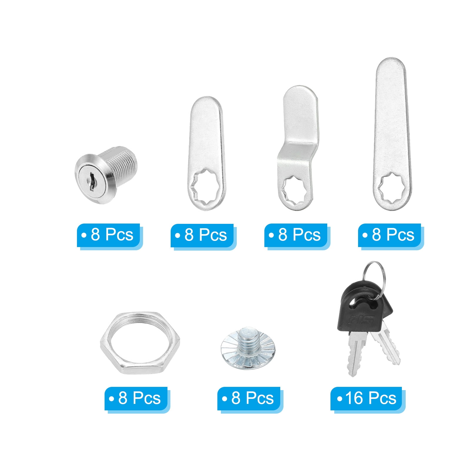 Uxcell Keyed Alike Cabinet Locks 3/4 Inch with Key for RV Drawer Storage, Silver 8 Pack