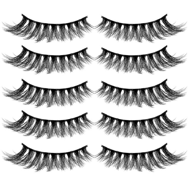 Curling Black Faux Lashes For Women And Girls Daily Use In 3D Effect With 5 Pair Options