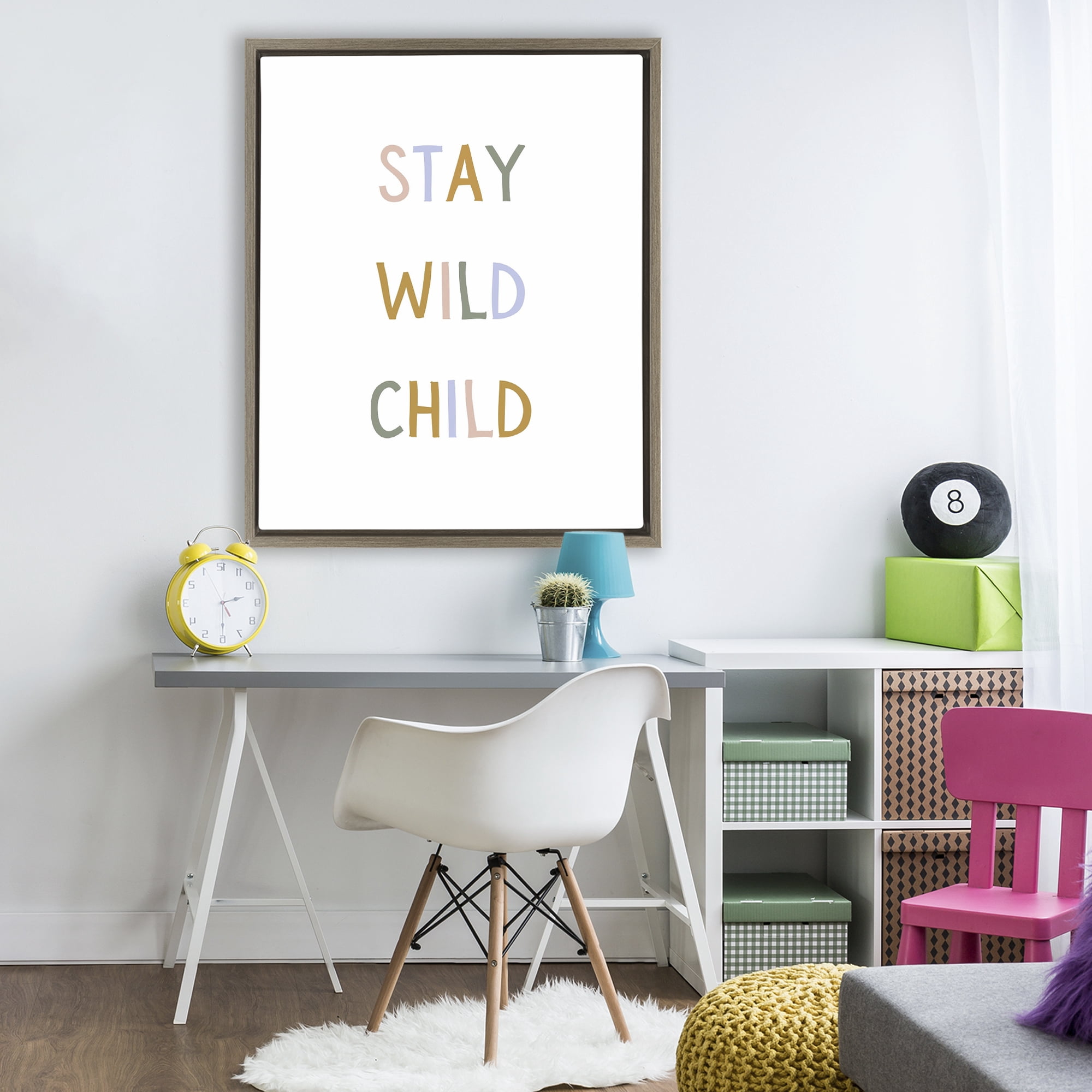 Stupell Industries Stay Wild Child Brown Framed Floater Canvas Wall Art, design by Katie Griggs