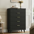 thumbnail image 6 of GIKPAL Bedroom Furniture Set - Includes 6 Drawer Dresser & 5 Drawer Dresser & 3 Drawer Nightstand Set of 2 with USB, Boho Dresser and Nightstand Sets, Black, 6 of 13