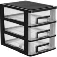 thumbnail image 1 of Three Layer Plastic Drawer Storage Organizer Dresser Organizer Home Dresser (Black and Transparent), 1 of 8