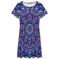 thumbnail image 3 of Mandala Purple Dress Summer Street Style Dresses Female Short Sleeve Printed Sundress, 3 of 7