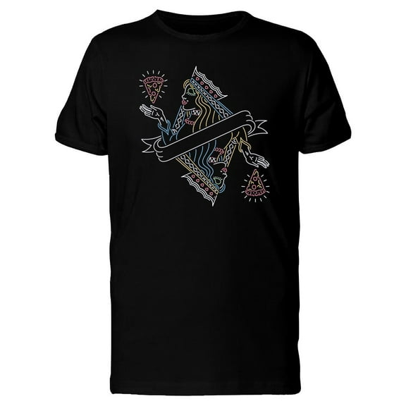 Queen Pizza Playing Cards Tee Men's -Image by Shutterstock