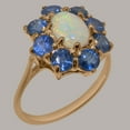 thumbnail image 2 of LBG British Made 18k Rose Gold Natural Opal & Sapphire Womens Anniversary Ring - 33 size options - Size 8.5, 2 of 6