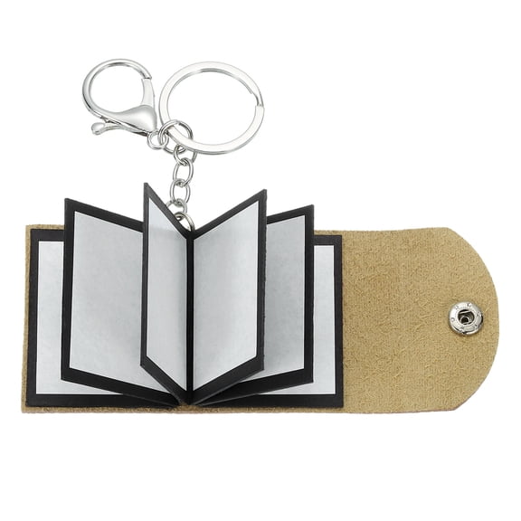 Custom Keychain with Pictures Personalized Leather Mini Photo Album Keychain with 10 Pictures DIY Small Memory Keyring Book for Family Khaki