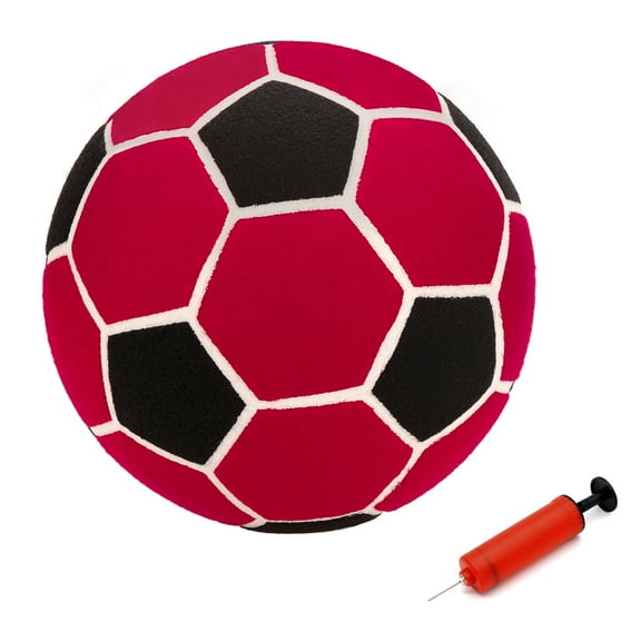 Linkidea Soccer Ball Size 4 for Indoor, Soft Soccer Ball for Inside House, Fun Soccer Gift for Kids with Pump (Black & Red)
