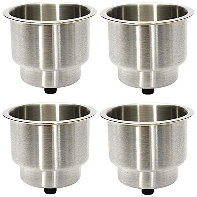 4 Pcs Porte-Gobelet en Acier Inoxydable avec Drainage pour Bateau Marin, RV, Véhicule Récréatif