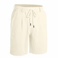 thumbnail image 7 of biudgviw Mens Linen Shorts Elastic Waist Drawstring Casual Shorts Lightweight Pleated Summer Beach Shorts with Pockets, 7 of 7