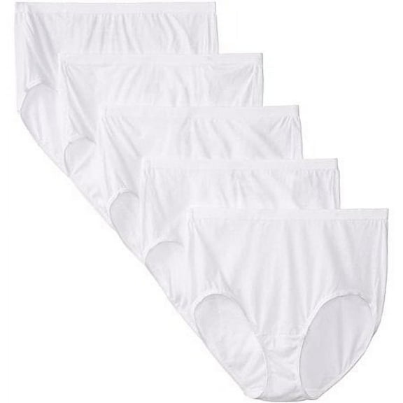 Fruit of the Loom Women's Cotton Briefs Lady's Underwear Panties (White, 6) 5 Pack
