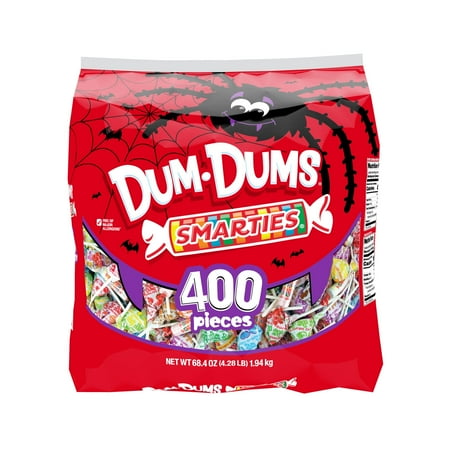 Dum Dums & Smarties Halloween Assorted Candy Mix Lollipops & Suckers Allergen Free Hard Party Candy Bags 400 Count