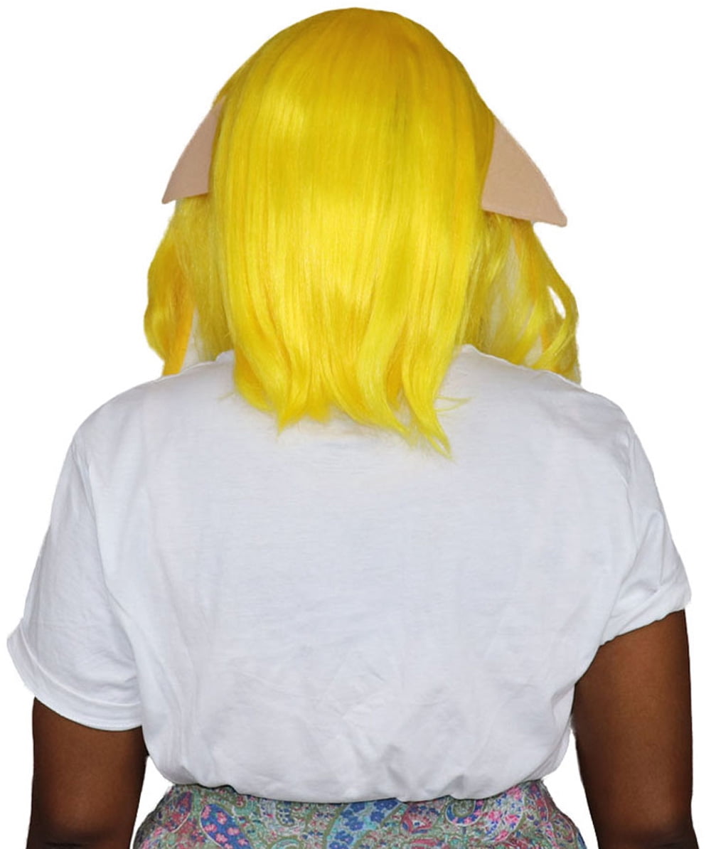 HPO Women  Inkling Wig and Ears with Mask Set Yellow Color Breathable Capless Designed Wig,