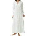 thumbnail image 3 of Humbery Long Sleeve Button Caftan Maxi Shirt Dress For Women Party Baggy Maxi Dresses Solid Kaftan Loose Cotton Long Dress Loungewear, 3 of 4