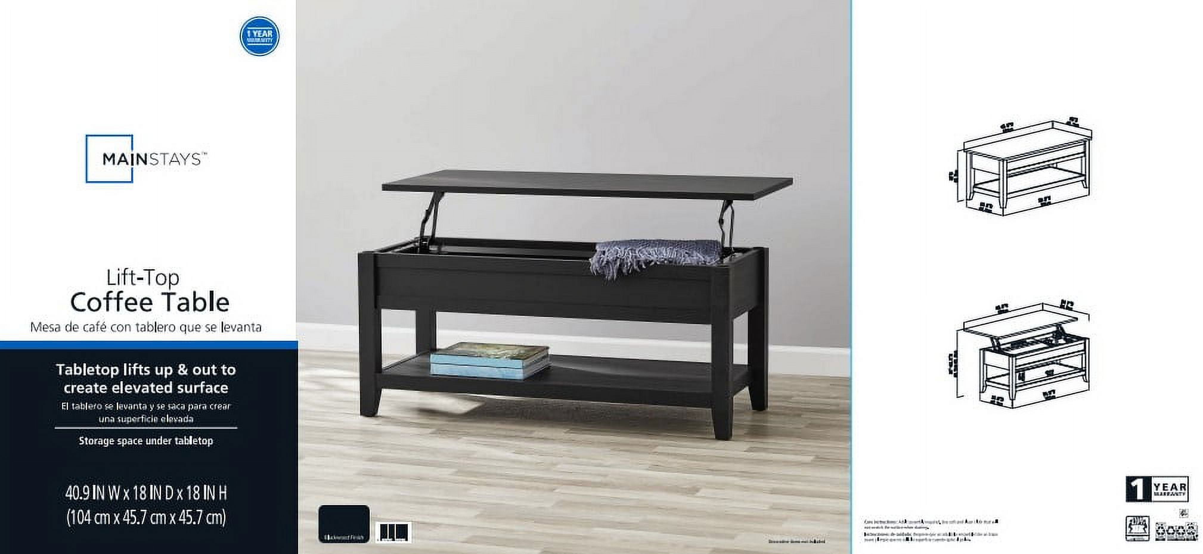 Mainstays Lift-Top Coffee Table with Hidden Storage, Blackwood photo 8