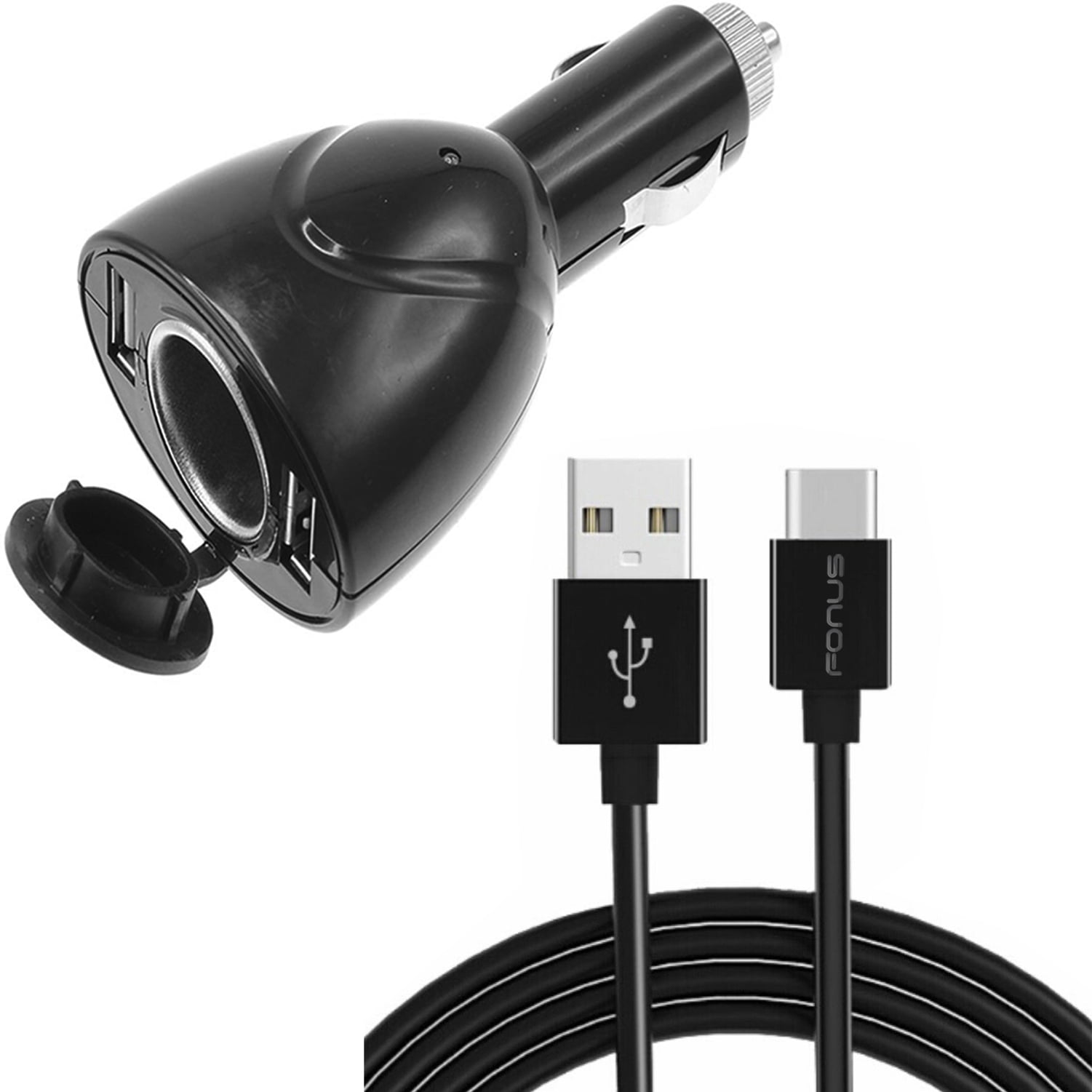 2-Port USB Charger for Samsung Galaxy S24/Ultra/Plus Phone - 6ft Type-C Cable Power Cord DC Socket Splitter USB-C Wire Adapter for Galaxy S24/Ultra/Plus