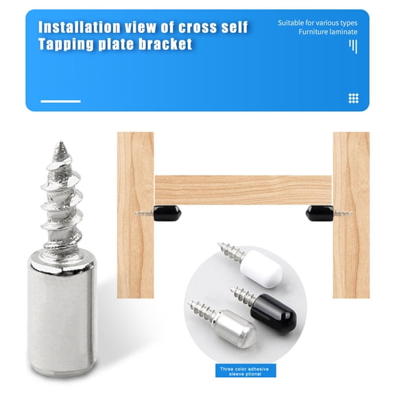 Pebbuoy 20Pcs Shelf Bracket Self-Tapping Screws Rustproof Strong Load-bearing Bookcase Cupboard Shelf Brackets Screws