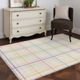 thumbnail image 3 of 3'x5' Rug for Living Room Bedroom, Colorful Geometric Plaid Washable Area Rugs Non-Slip Carpet Mats, Simple Vintage Grid Beige Indoor Low Pile Area Rug Runner for Kitchen, Mudroom, 3 of 8