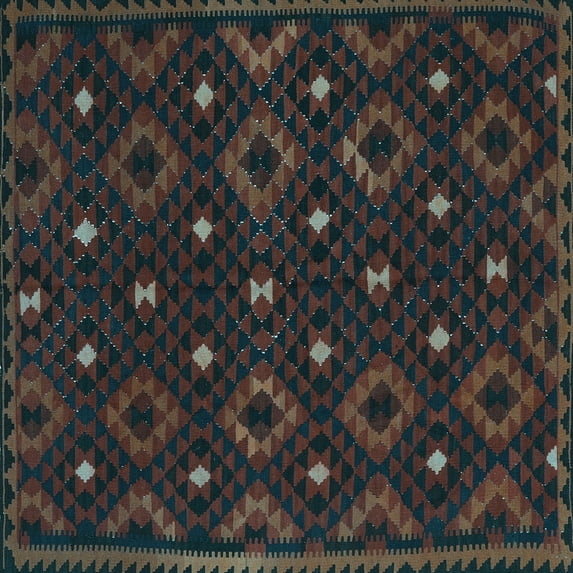 Ahgly Company Indoor Square Oriental Light Blue Traditional Area Rugs, 5' Square