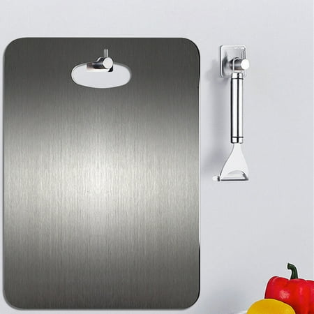 

JikouIivo Chopping Board，Kitchen 304 Stainless Steel Chopping Board Cutting Board Front And Back Can Be Used For Cutting Meat Fruit And Vegetables Can Be Hung Heavy Duty Chopping Board