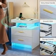 thumbnail image 6 of Smart Night Stand Set of 2 with Charging Station, Modern White Nightstand with 24 Color Lights and 2 Drawers, LED Bedside Tables with Auto Senor,High Gloss End Side Table for Bedroom, 6 of 9