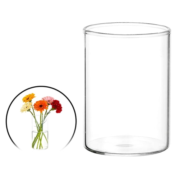 Uxcell Small Clear Cylinder Vases for Centerpiece 3oz, 3 Inch Tall Glass Flower Vase Floating Candle Holder for Bouquet Table Shelf Decor Home Wedding Party