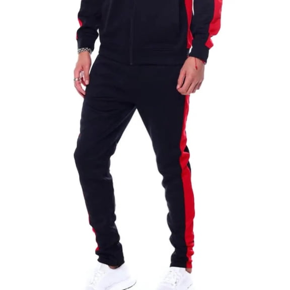 Rebel Minds Men Track Pants (Black Red)