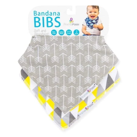 Primo Passi - 2Pk White Arrow/Yellow Triangle Bandana Bib