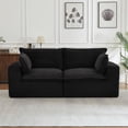 thumbnail image 4 of Leumius 3-Seater Boneless Sofa Couch,Modern Corduroy Sofa with Pillows,Bean Bag Couch for Living Room,No Assembly Required,Black, 4 of 6