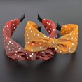 thumbnail image 2 of Women Bunny Ears Headbands Knotted Wide Bow Bowknot Turban Headbands Headwraps Polka Dot Hair Band For Gir, 2 of 5