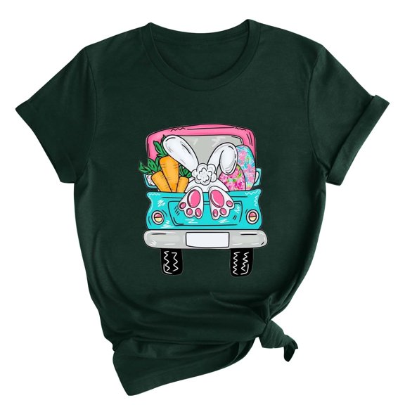 Spring's Coming Womens Tops Clearance under $5,GaThRRgYP Women's Fashion Crewneck Printed Short Sleeve T-shirt Casual Loose Shirt Tops