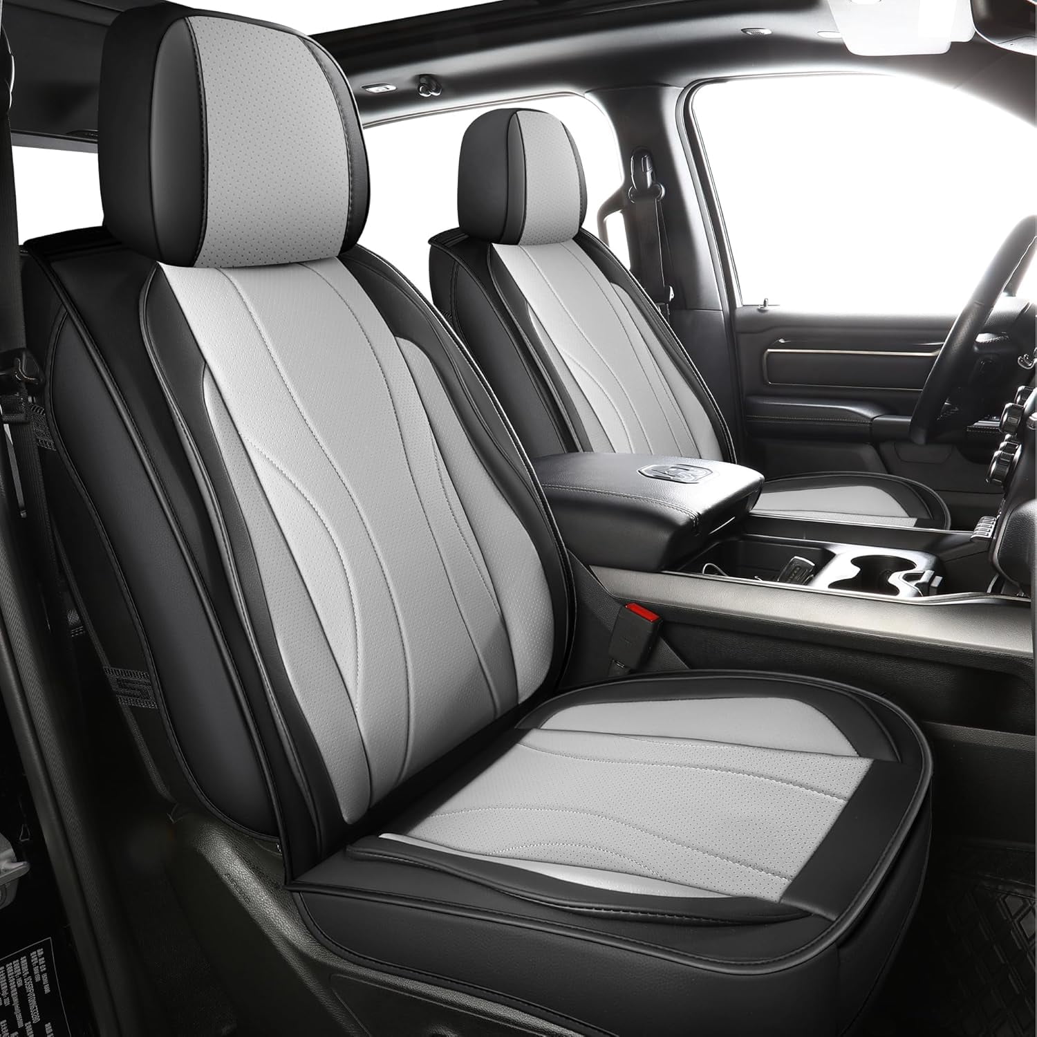 LINGVIDO Waterproof Faux Leather Seat Covers Fit for 2009-2024 Dodge Ram 1500 2500 3500 Seat Cushion Protector Truck Pickup Crew Quad Cab with Split Bench 40/60