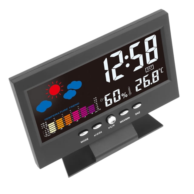 Reloj Despertador Electrónico Activado Por Sonido, Reloj Despertador Con Pantalla Colorida Decorativa Negra Confiable Para Cabecera