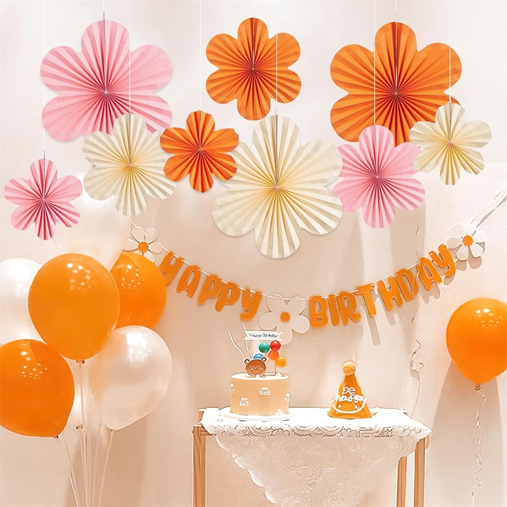 DIY Party Decor Set 9-Pack Paper Flower Fans - Floral Backdrop Wall ...