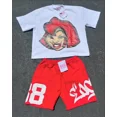 thumbnail image 3 of Conjunto de dos piezas Y2k, nueva camiseta y pantalones cortos con estampado de dibujos animados para hombres y mujeres, camiseta con estampado de algodón, pantalones cortos casuales estilo Harajuku y, 3 of 5