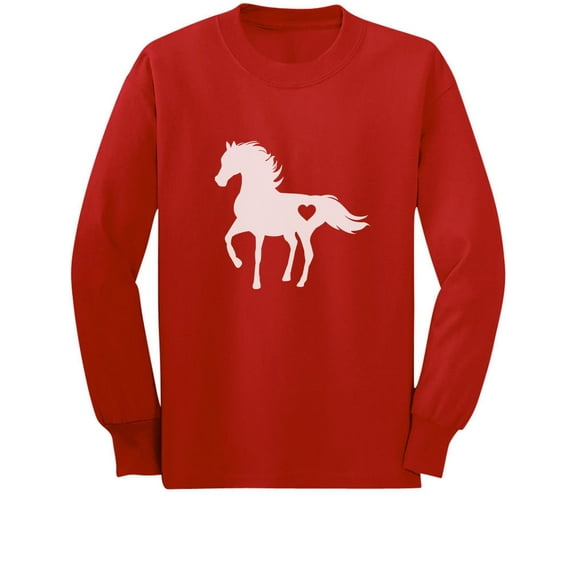 Tstars - Gift For Horse Lover Love Horses Youth Kids Long Sleeve T-Shirt X-Large Red