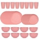thumbnail image 1 of Nvzi 32pcs Wheat Straw Dinnerware Set,Plates and Bowls Set,Camping Dish Set for 8, Plastic Dinnerware Set,Dishwasher Safe Dinnerware Set,Pink, 1 of 5