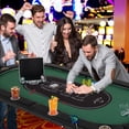 thumbnail image 4 of Costway Foldable 10 Player Poker Table Casino Texas Holdem with LED Lights USB Ports Green, 4 of 10