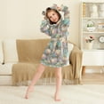 thumbnail image 3 of FORMRS Niños Bathrobe Unisex Hooded Robe Soft Plush Pajamas Sleepwear, Size 4-6T, Colorful Water Lilies Pattern, 3 of 7