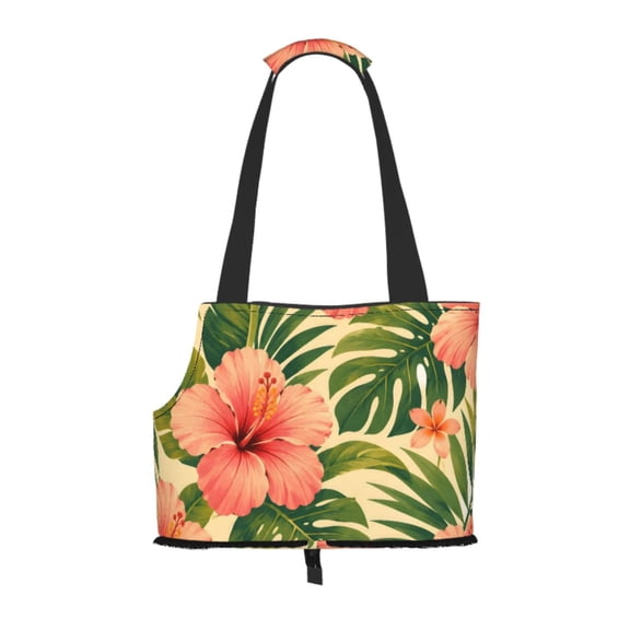 Tropical Hibiscus Floral Pet Tote Bag Lightweight Shoulder Bag for Shopping and Travel
