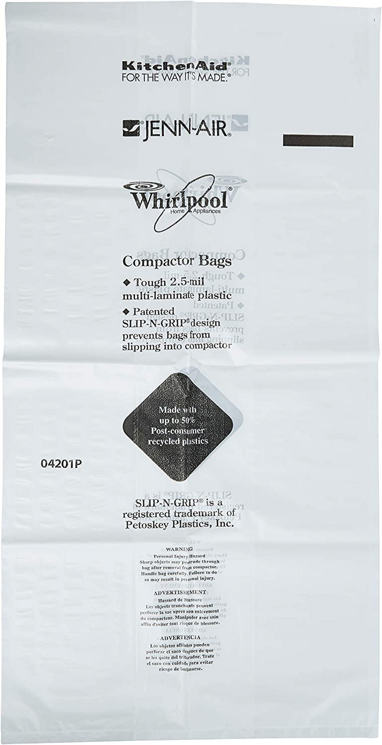 Whirlpool W10165294RB Trash Compactor Bags, 15, PK60