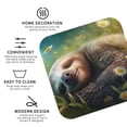 thumbnail image 3 of Lsque Daisy Sleeping Sloth Pattern 4" Drink Coasters Set of 4, PVC Leather Absorbent Coasters, Table Coaster Set Decorative Coffee Cup Coasters Housewarming Gift -Square, 3 of 6