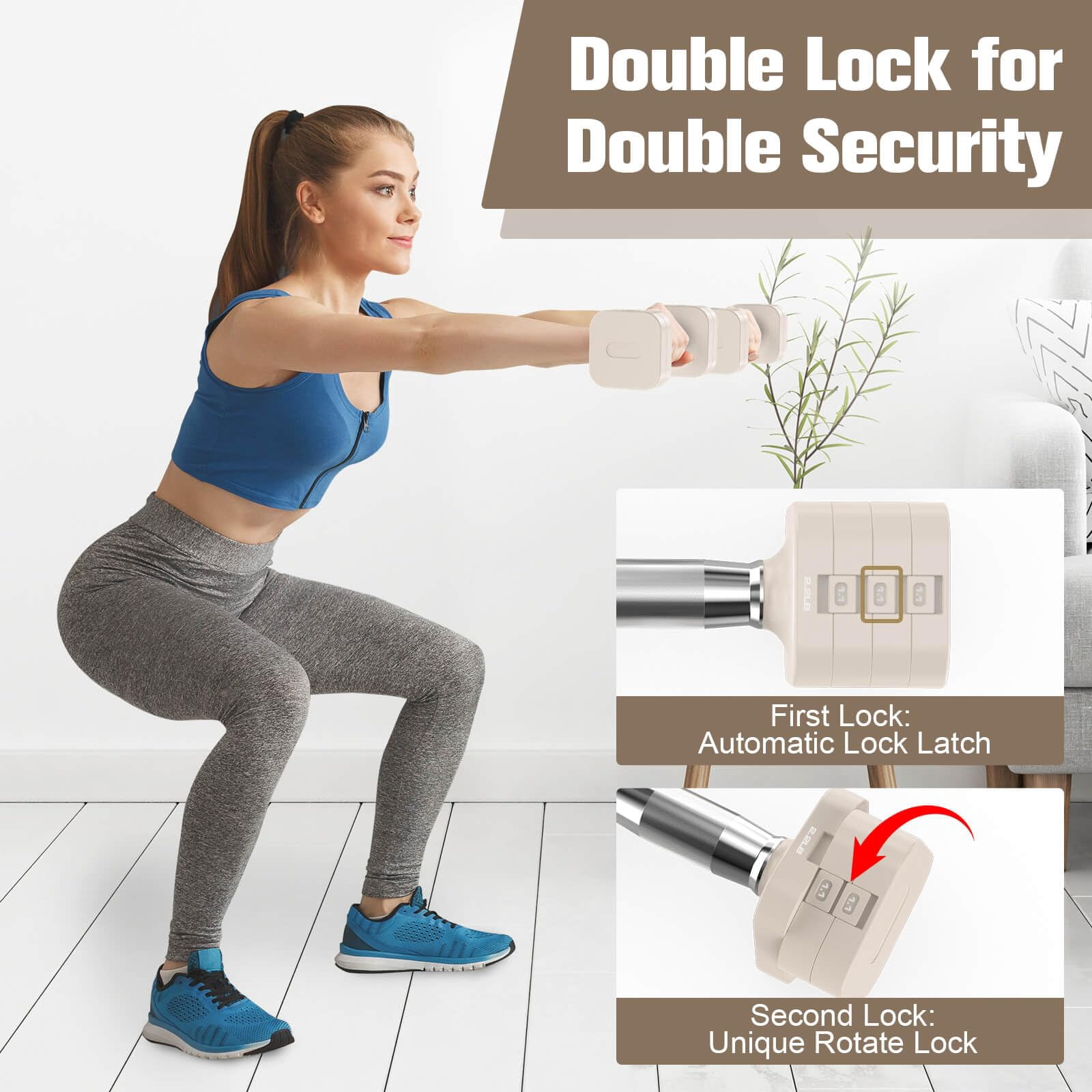 22lbs Adjustable Dumbbells Set  Weight With 4 Levels 4.4lb 6.6lb 8.8lb 11lb Hand Weights Sets For Women/men Home Gym Full Body Workout