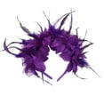 thumbnail image 2 of Floral Feather Fascinator Headband Decorative Mesh Headpiece with Flowers and Feathers for Wedding Party Event Hair Accessory, 2 of 7