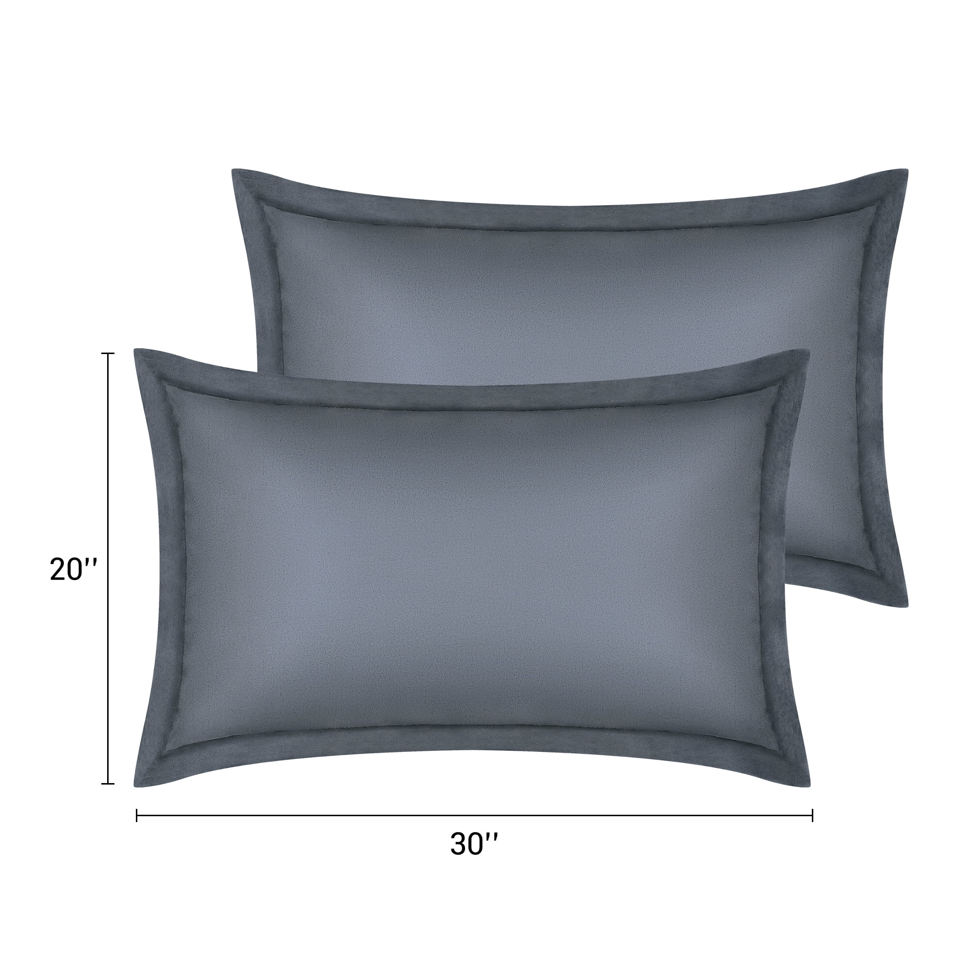 Unique Bargains Velvet Pillow Cases Pillow Covers with Zipper Closure 2pcs Queen Dark Gray
