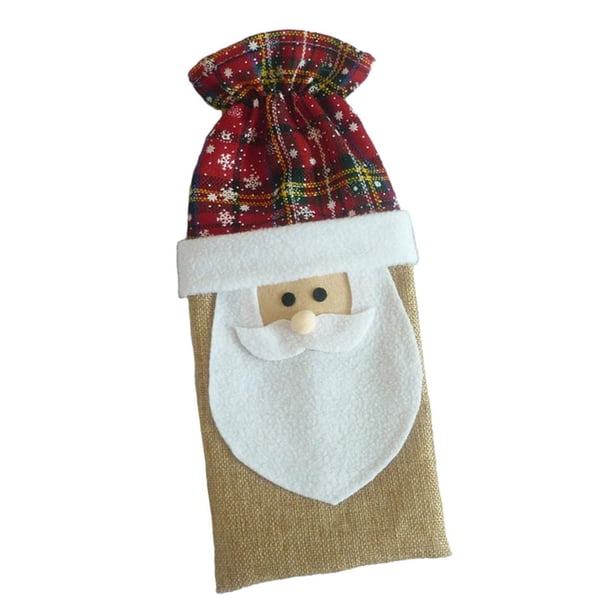 1 Pieza Botella Bolsa Plaid Santa Claus para para de Caramelos Adornado rojo Macarena Cubierta de la botella de vino de navidad