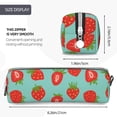 thumbnail image 3 of Haiem Hand Drawn Strawberry Print Leather Pencil Case Art Supplies Case Zipper Pencil Pouch Stationery Storage Pencil Bag, 3 of 7