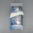 thumbnail image 1 of Ambesonne Winter Bedding Set 3 Pcs, Alley in Snowy Forest, Twin, Blue Black White, 1 of 3