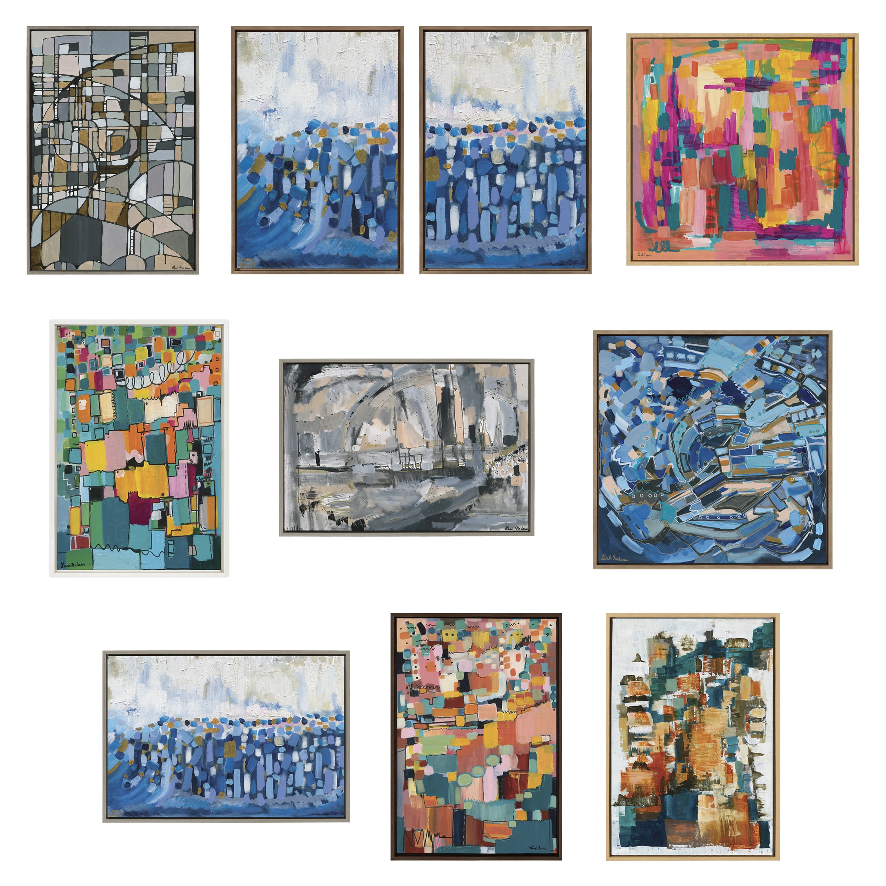 Sylvie Applause 23 in x 33 in Framed Painting Canvas Art Prints, by Kate and Laurel Set of 2