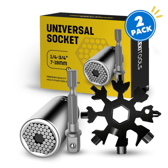 JEEXI Universal Socket   Snowflake Multitool Gifts for Men Dad - 2 Pack, Socket Set with Power Drill Adapter Cool Stuff, Super Universal Socket Grip Gadgets for Men, Tool for Men Women Husband