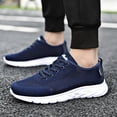 thumbnail image 2 of Sneakers for Men Breathable La𝖼e Up Sneakers with Hollow Out Knit Mesh Upper Fashion Lightweight Running Shoes Comfortable Cushion Trainers Shoes for Summer and Autumn, 2 of 9