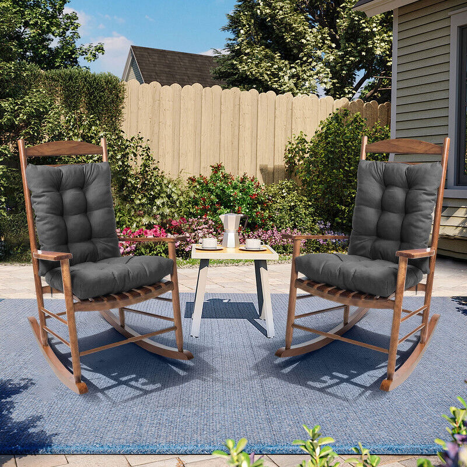 Eurhowing Outdoor Rocking Chair Cushions 2-Piece, Waterproof & Fade Resistant Patio Seat Pads, Non-Slip Replacement Cushions for Adirondack Chair, Dark Gray, 2Pack